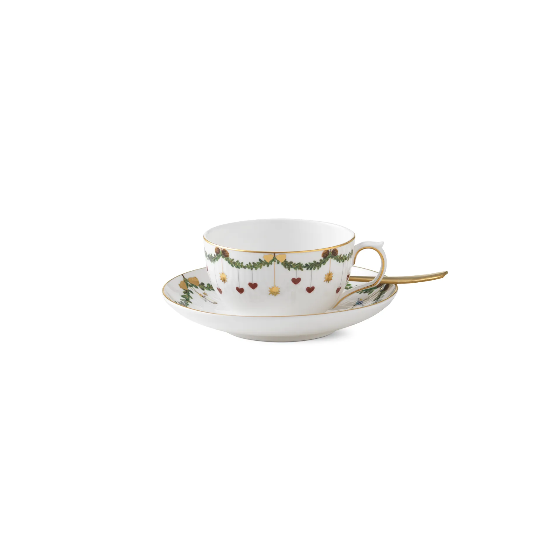 Star Fluted Christmas kopp med tefat, 32 cl - lav hank Royal Copenhagen