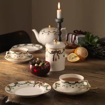 Star Fluted Christmas kopp med tefat - 32 cl - lav hank - Royal Copenhagen