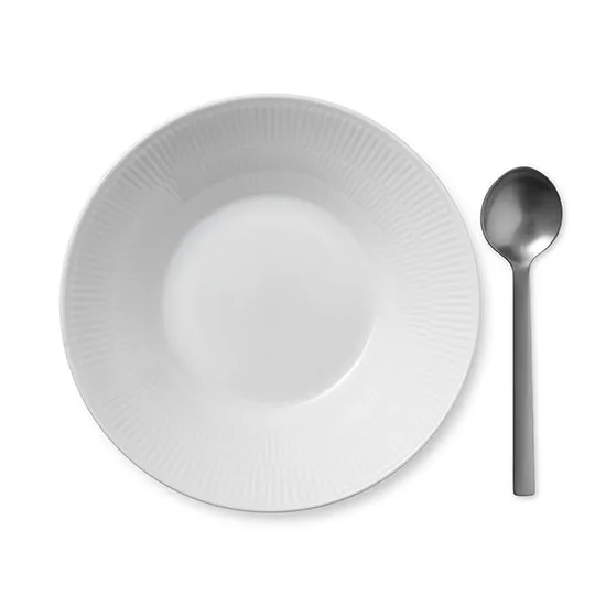 White Fluted dyp tallerken 2, Diameter 24 cm Royal Copenhagen