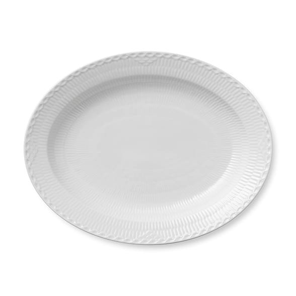 White Fluted Half Lace fat oval 36,5 cm, Hvit Royal Copenhagen