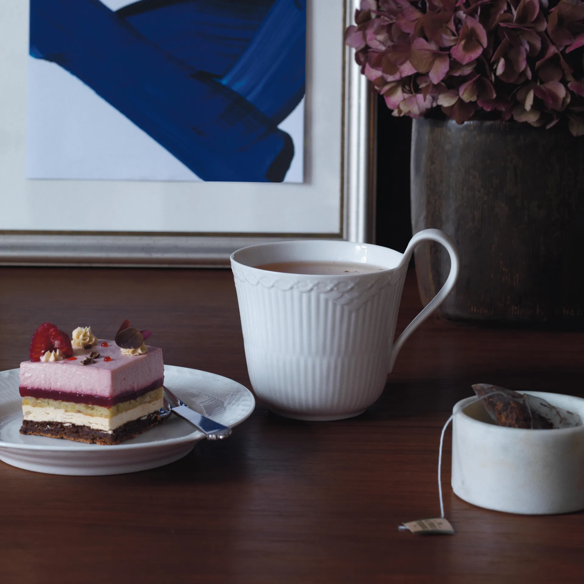 White Fluted Half Lace kopp høy hank, 33 cl Royal Copenhagen