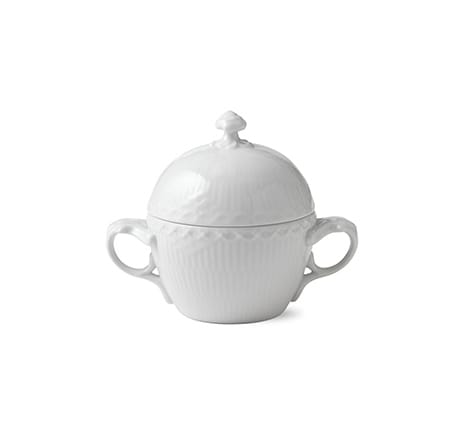 White Fluted Half Lace sukkerskål med lokk - 20 cl - Royal Copenhagen