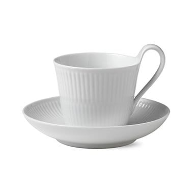 White Fluted kopp med skål - 25 cl med hank - Royal Copenhagen