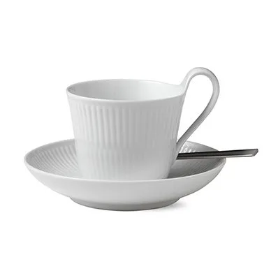 White Fluted kopp med skål, 25 cl med hank Royal Copenhagen