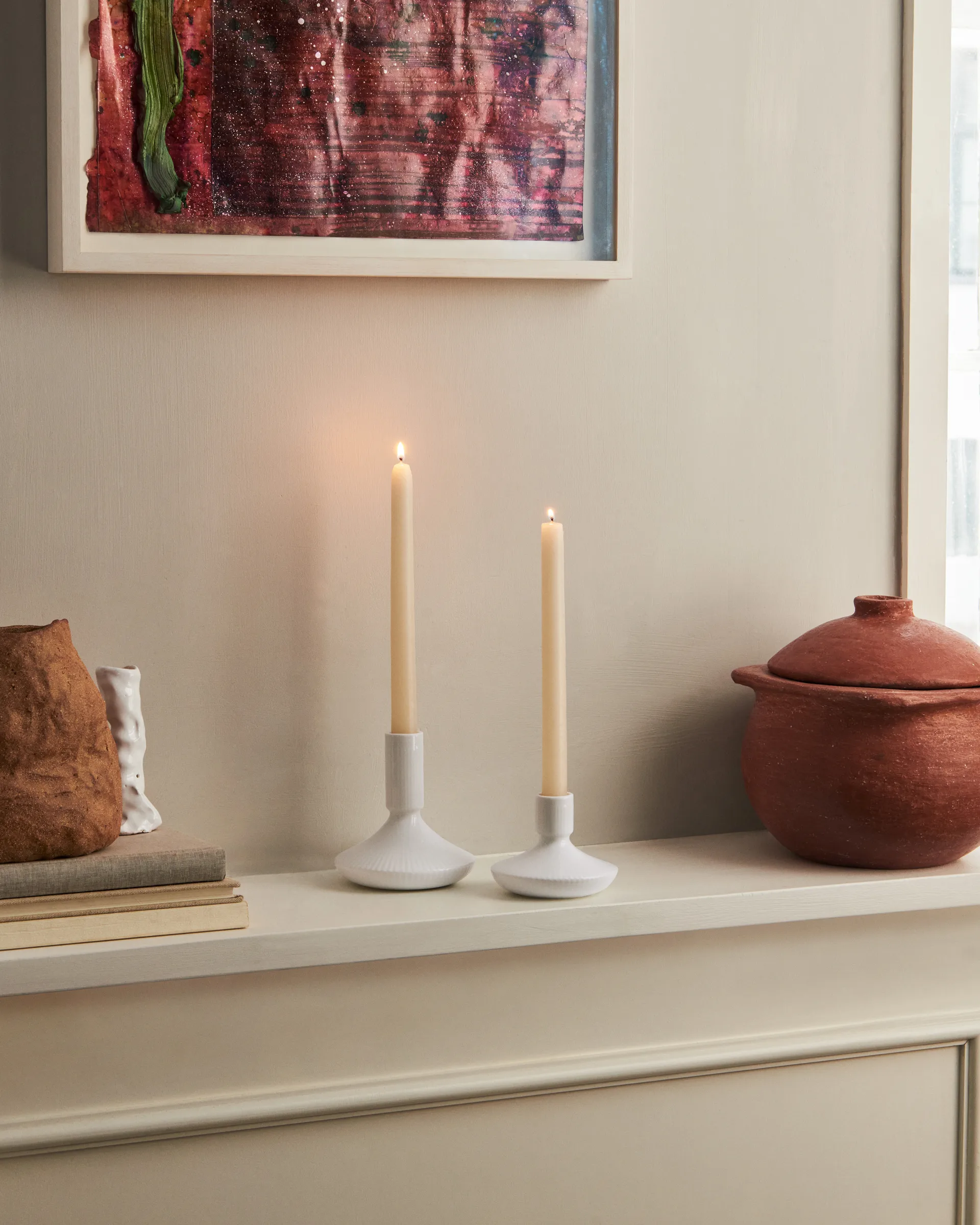 White Fluted lysestake 12 cm, Hvit Royal Copenhagen