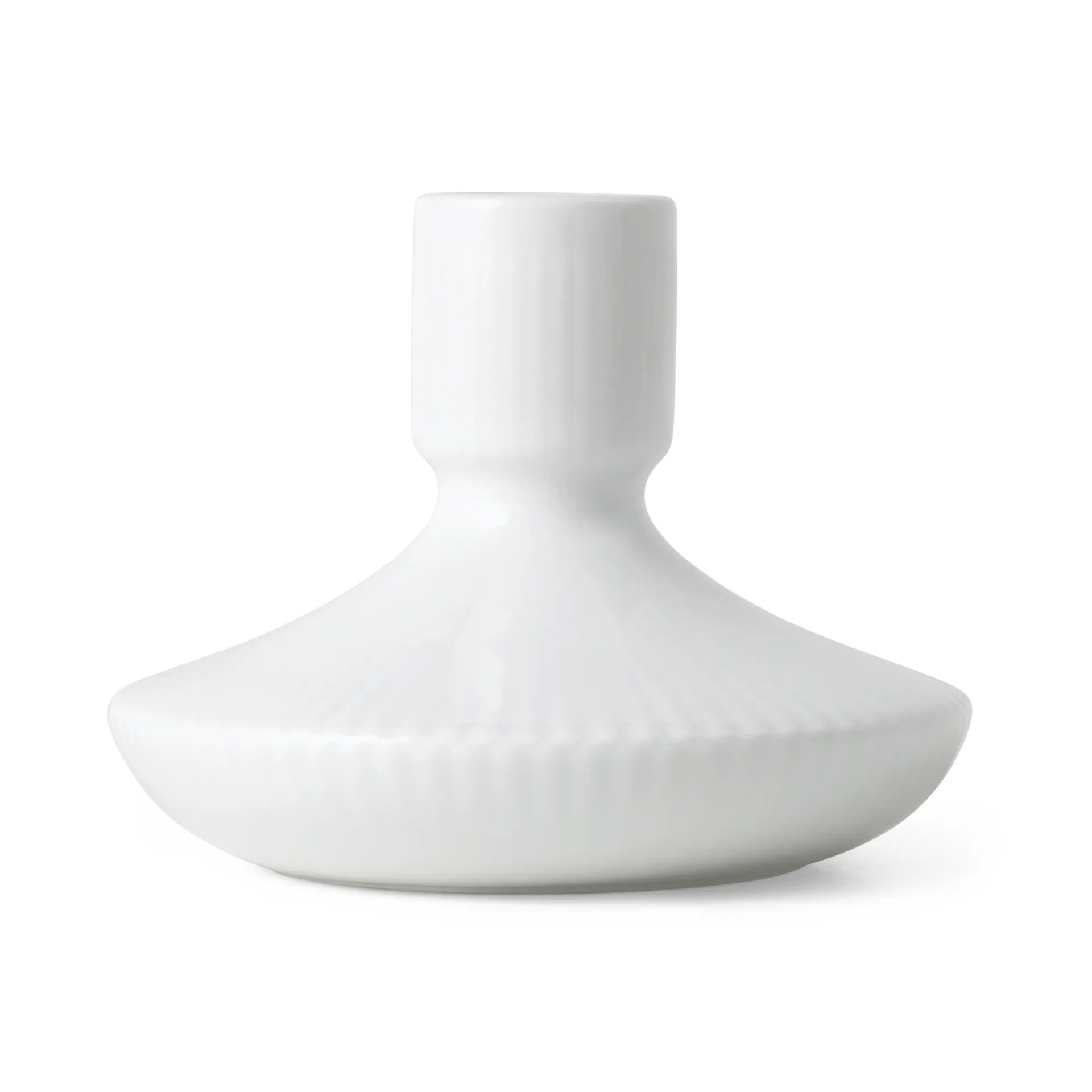 White Fluted lysestake 8 cm, Hvit Royal Copenhagen