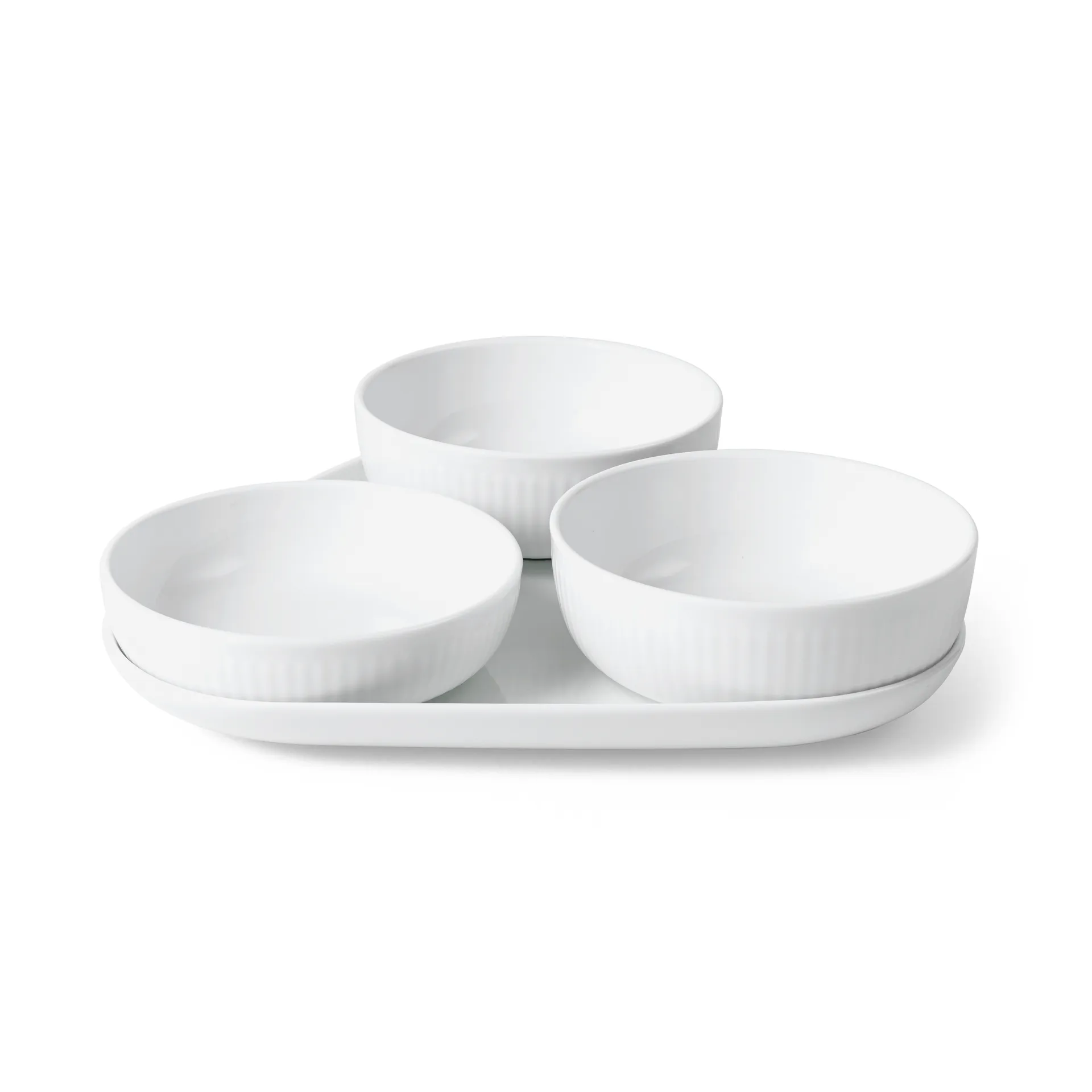 White Fluted serveringssett 4 deler, Hvit Royal Copenhagen