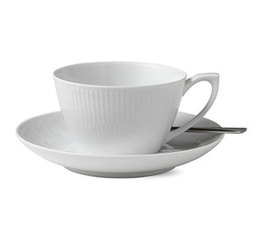 White Fluted tekopp med skål - 28 cl - Royal Copenhagen