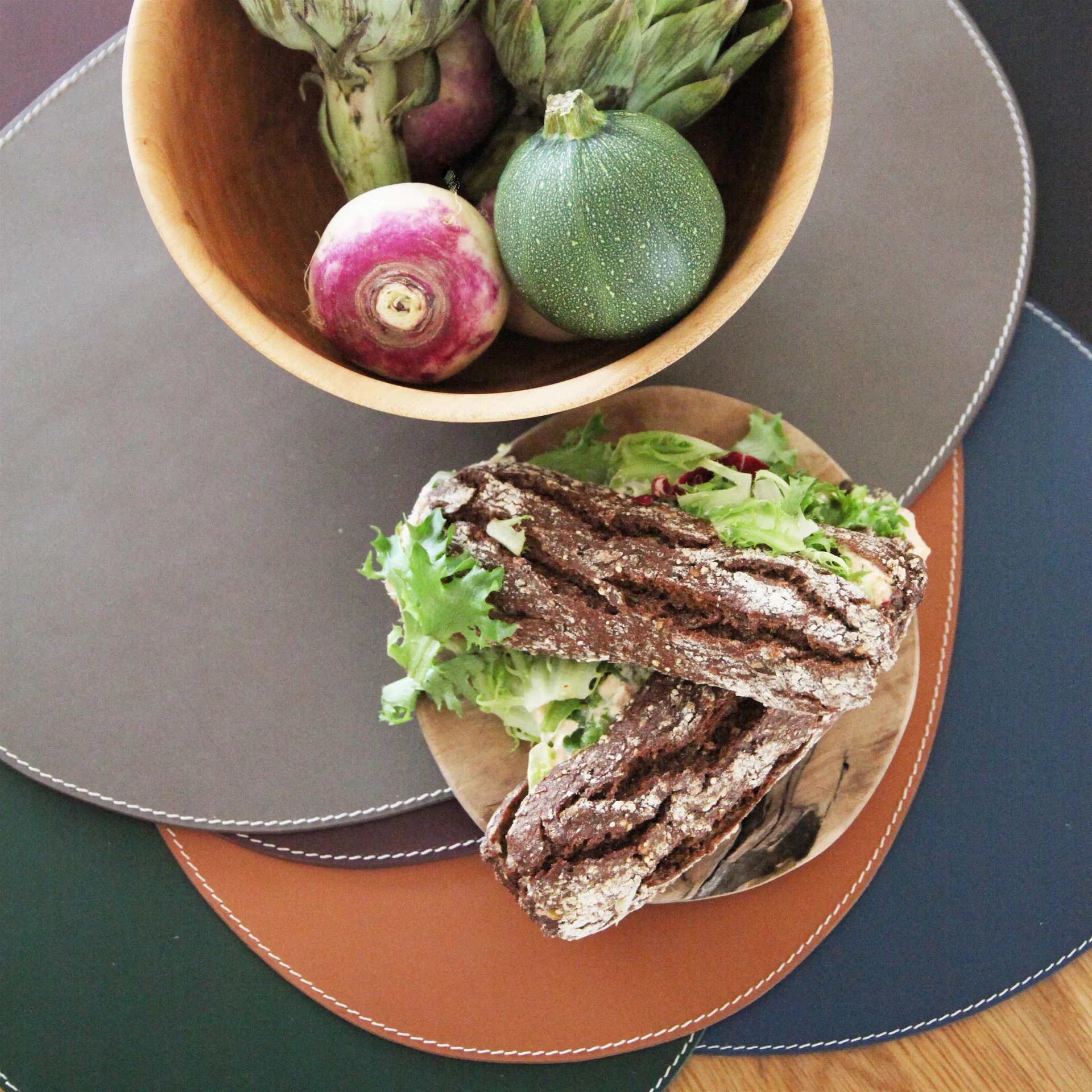 Ørskov spisebrikke skinn rund, cognac Ørskov