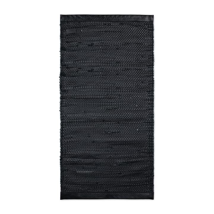 Calf Leather Porto teppe 65x135 cm - Matte Black - Rug Solid