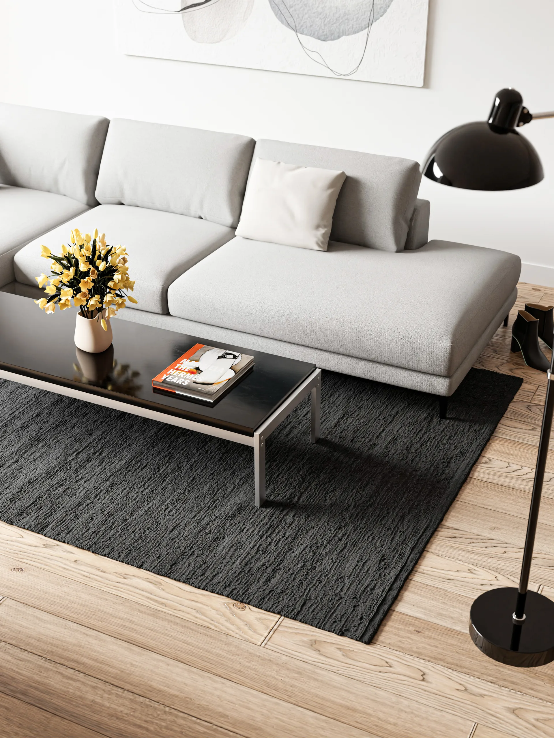 Cotton teppe 140 x 200 cm, Charcoal Rug Solid