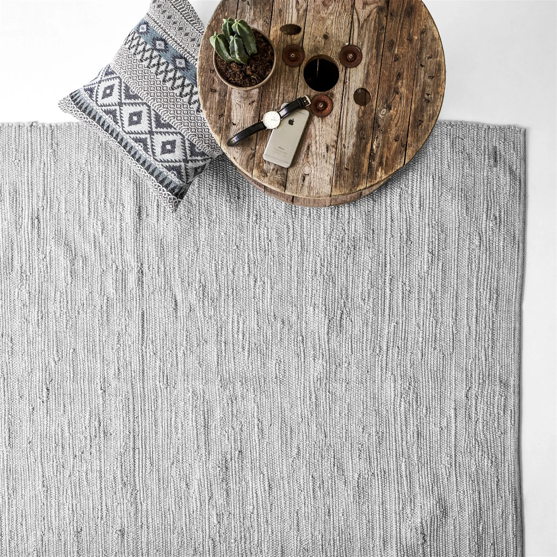 Cotton teppe 170 x 240 cm, light grey (lysegrå) Rug Solid
