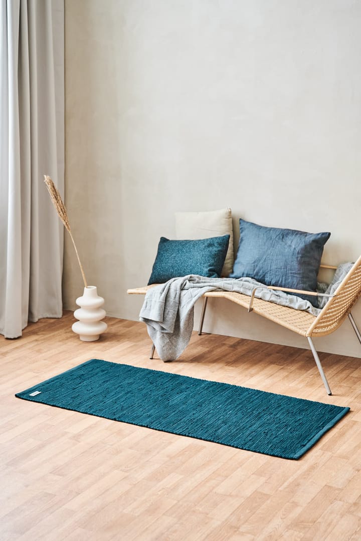 Cotton teppe 65 x 135 cm, Petroleum (petrolblå) Rug Solid
