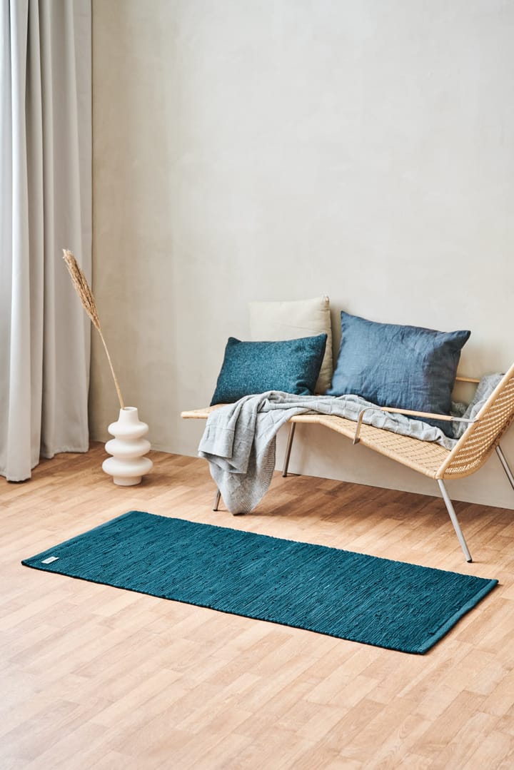 Cotton teppe 65 x 135 cm, Petroleum (petrolblå) Rug Solid