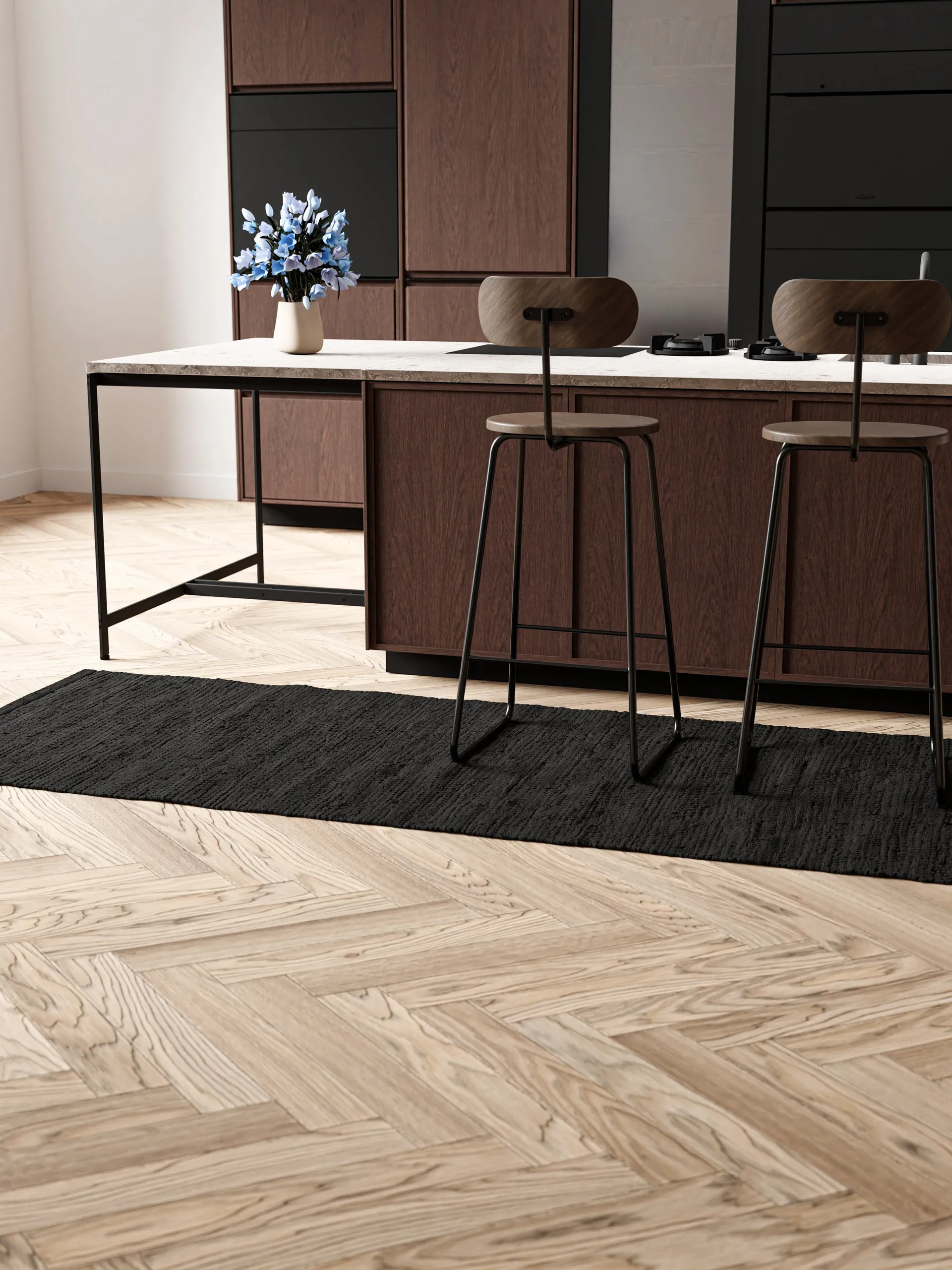 Cotton teppe 75 x 300 cm, Charcoal Rug Solid