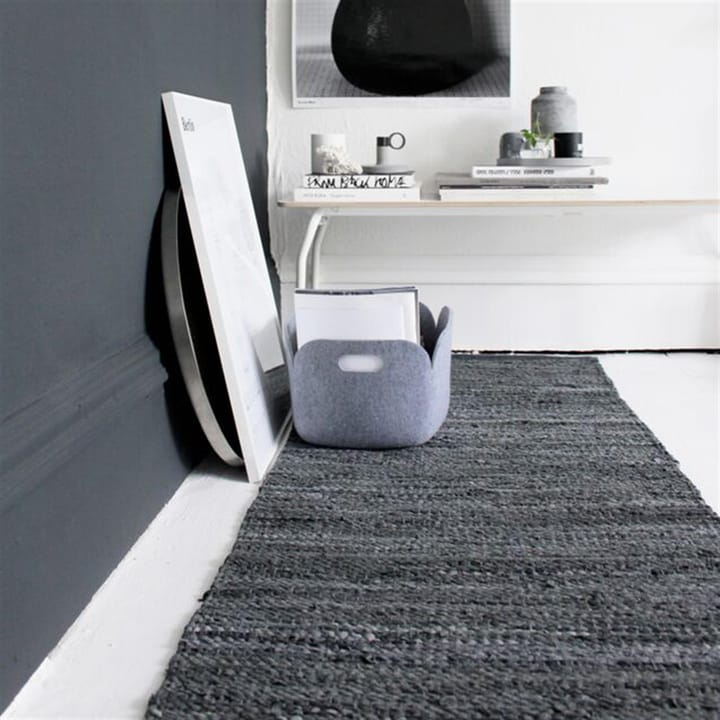 Leather gulvteppe 60x90 cm, black (svart) Rug Solid