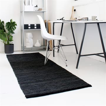 Leather gulvteppe 60x90 cm - black (svart) - Rug Solid