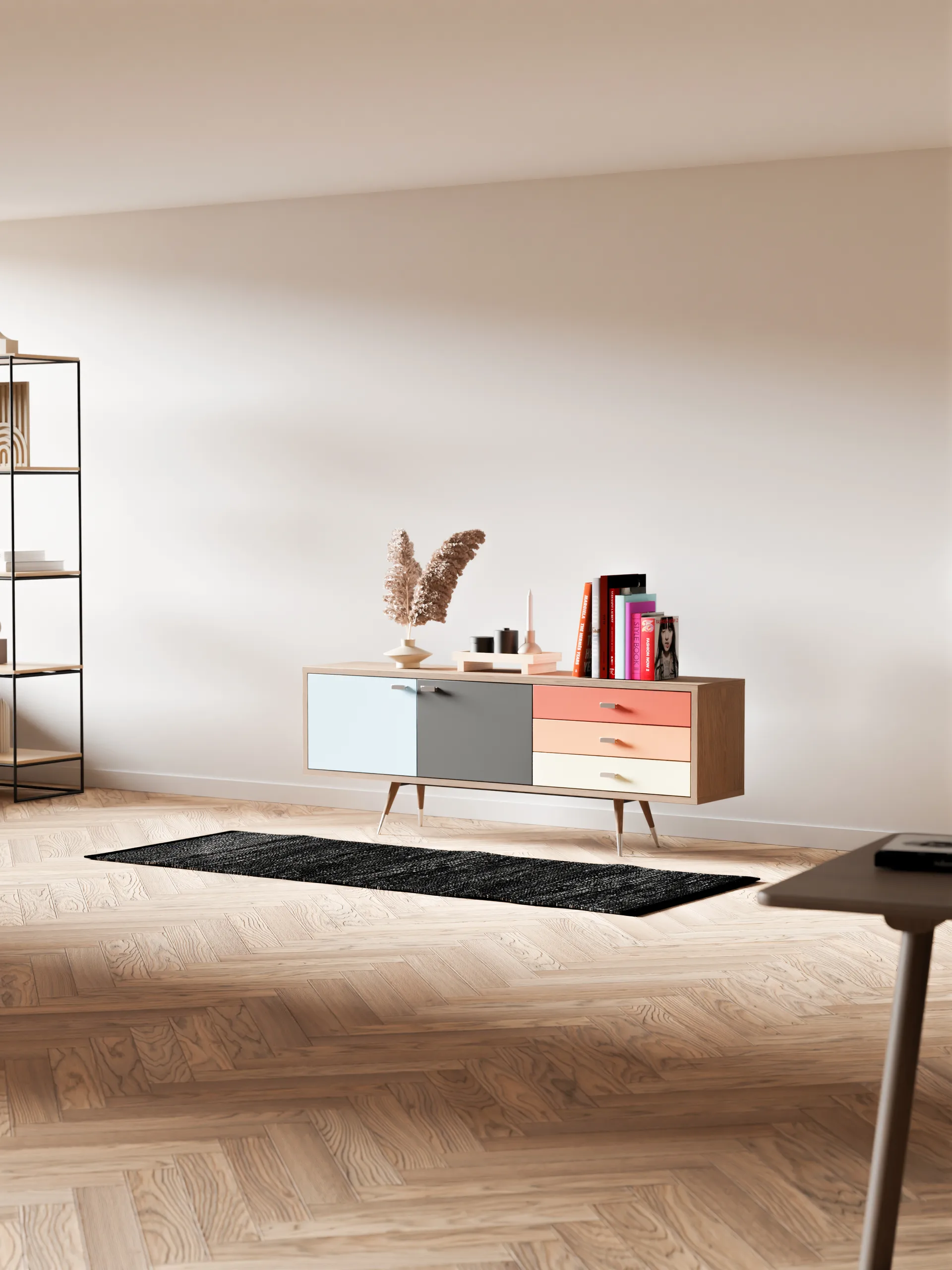 Leather gulvteppe 65x135 cm, black (svart) Rug Solid