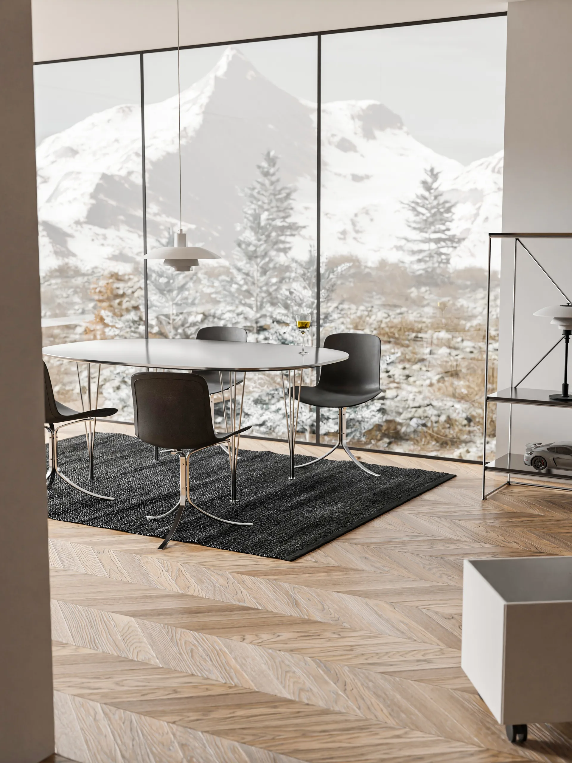 Leather gulvteppe 65x135 cm, black (svart) Rug Solid