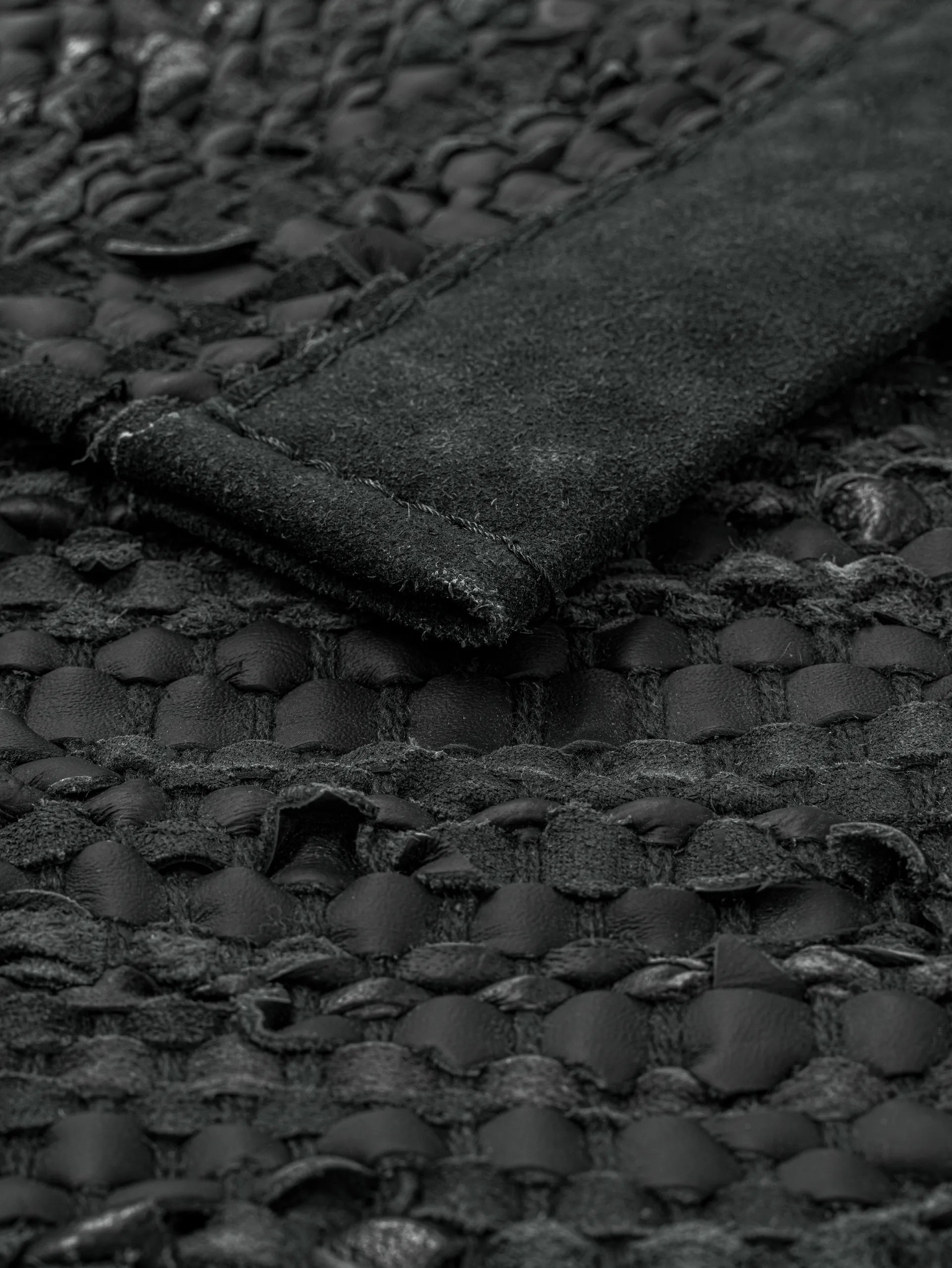 Leather gulvteppe 65x135 cm, dark grey (mørkegrå) Rug Solid