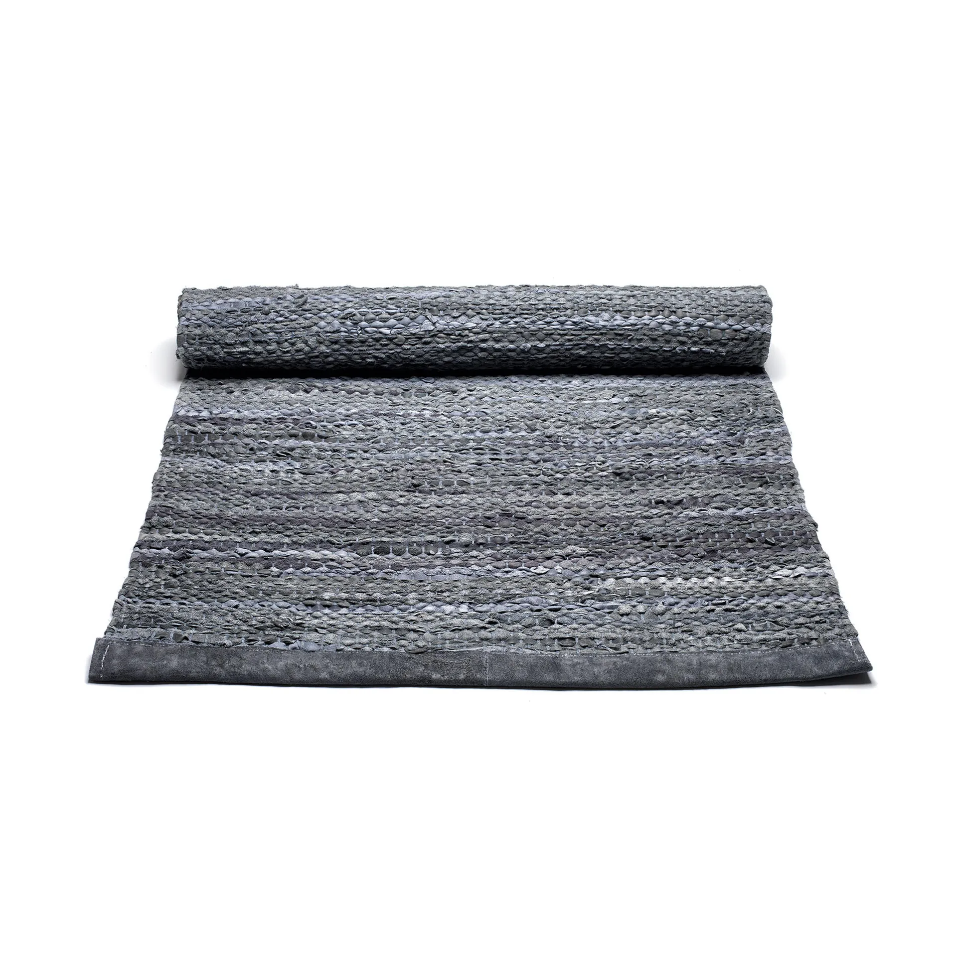 Leather gulvteppe 65x135 cm, dark grey (mørkegrå) Rug Solid