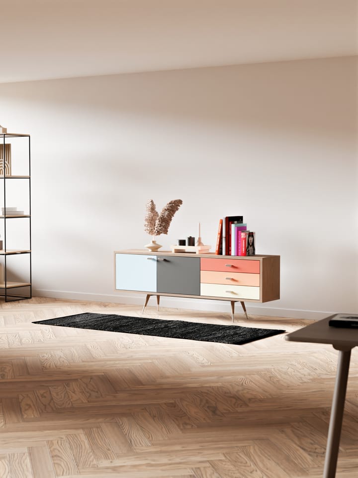 Leather gulvteppe 75x200 cm, black (svart) Rug Solid