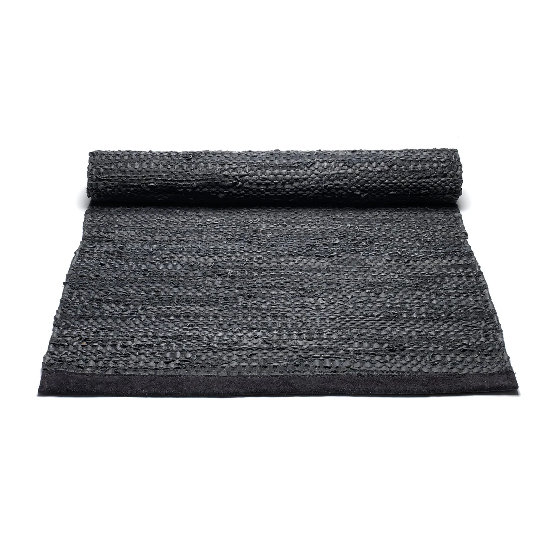 Leather gulvteppe 75x200 cm, black (svart) Rug Solid