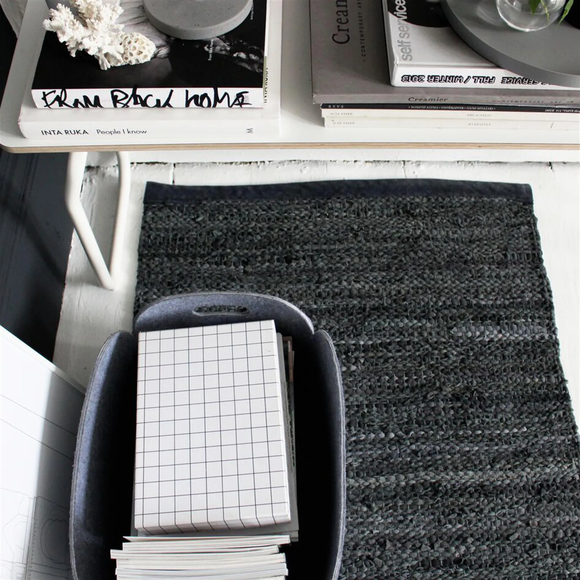 Leather gulvteppe 75x200 cm, black (svart) Rug Solid