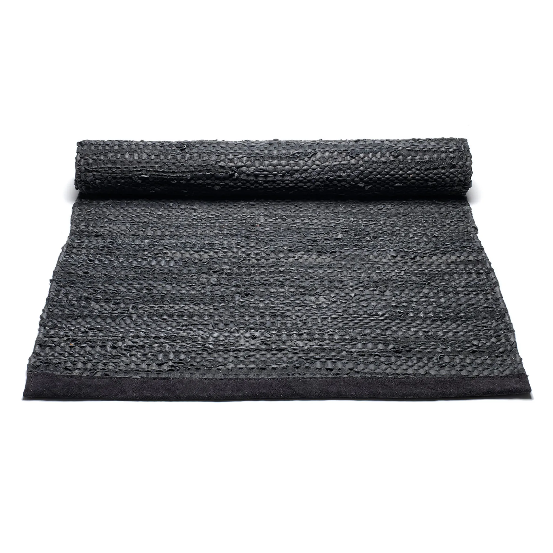 Leather gulvteppe 75x300 cm, black (svart) Rug Solid