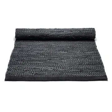 Leather gulvteppe 75x300 cm - black (svart) - Rug Solid