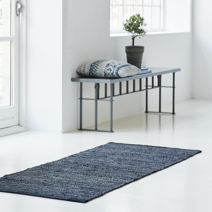 Leather gulvteppe 75x300 cm, dark grey (mørkegrå) Rug Solid