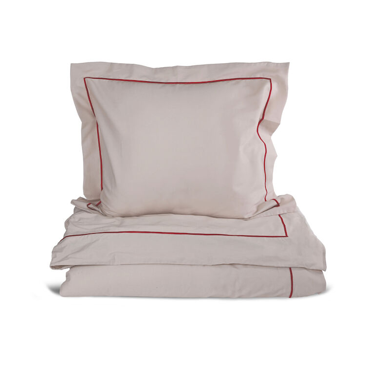 Bilde av Sagaform Carl sengetøysett 150x210 cm Beige-vinrød