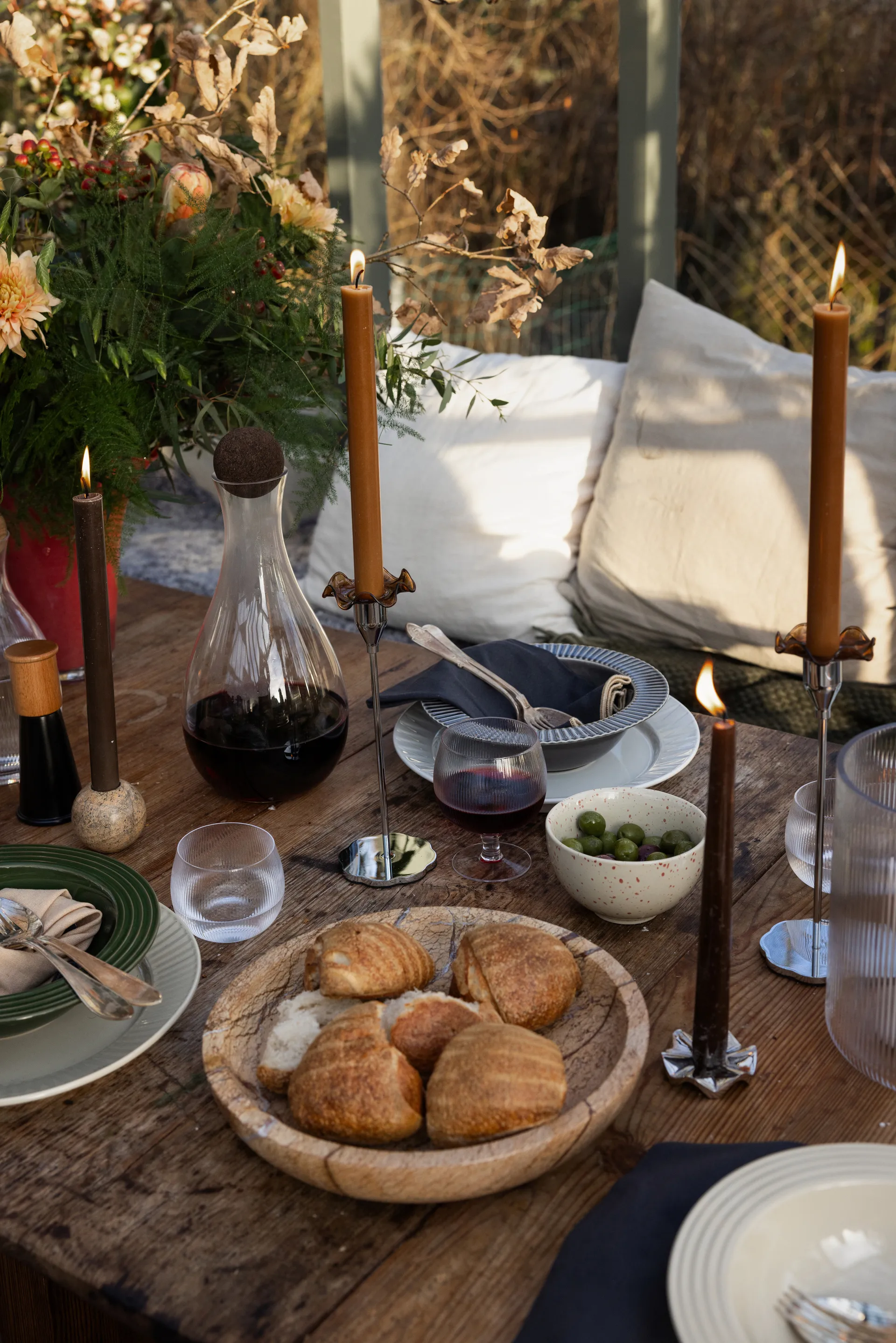 Sten bolle stor Ø28 cm, Brun skogsmarmor Sagaform