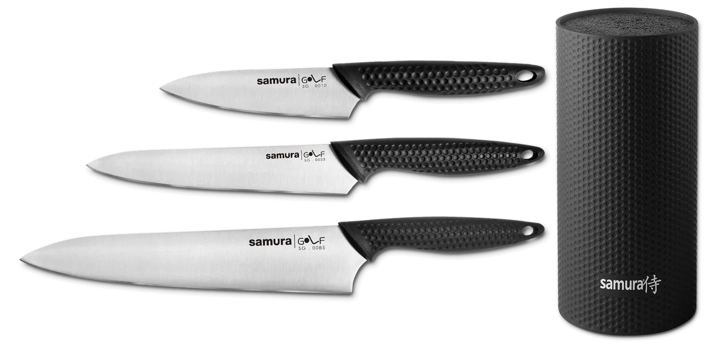 Golf knivsett 4 deler, Svart Samura