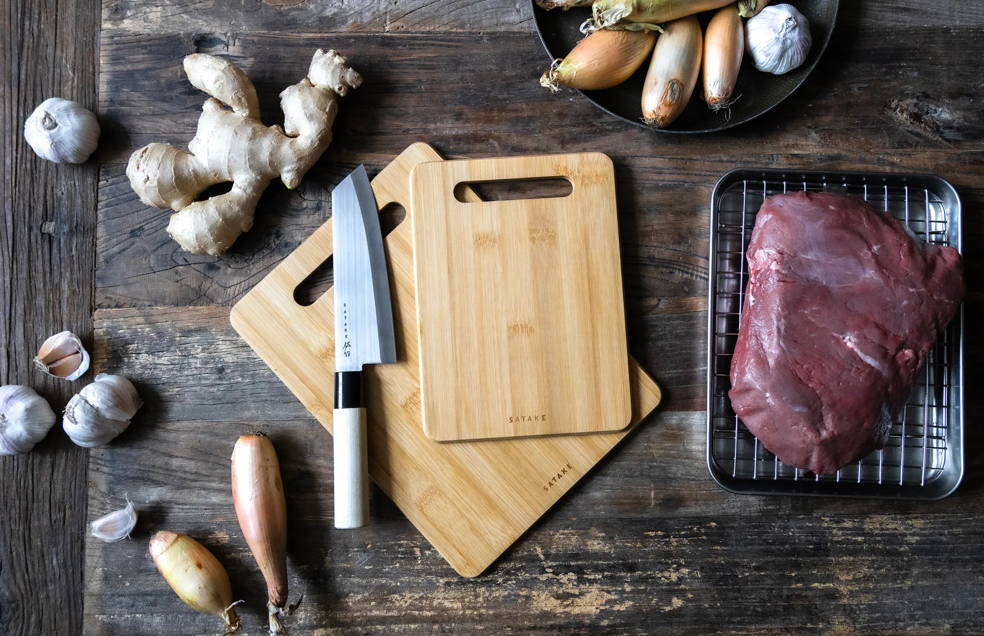 Satake skjærefjøl, Bambus, 2 deler Satake