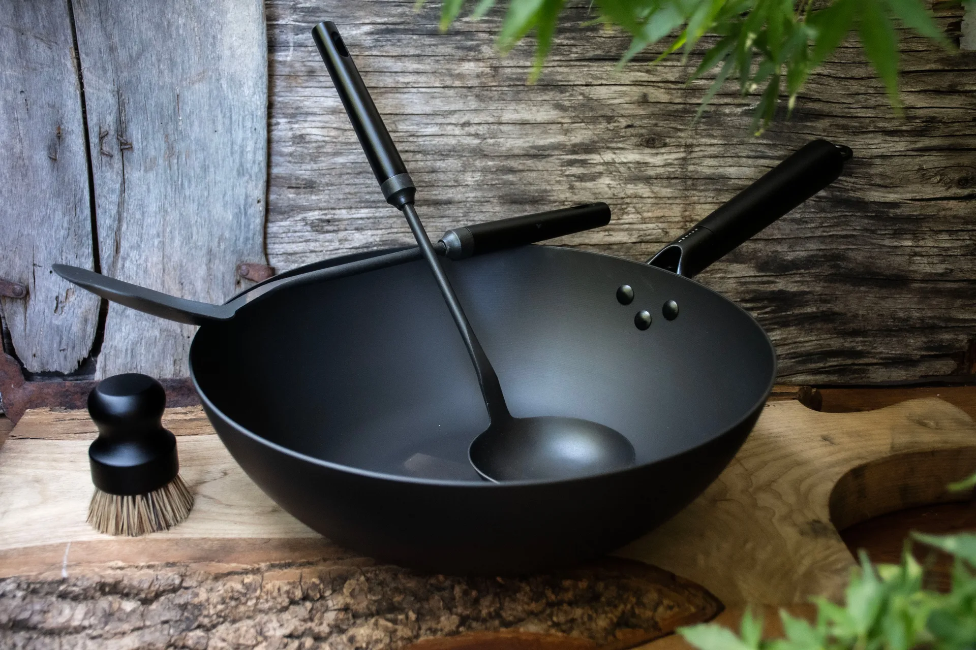 Satake wok sett karbonstål, 4 deler Satake