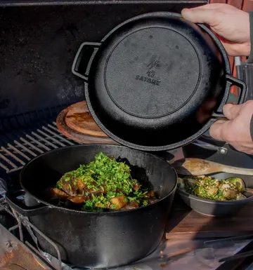 Støpejernsgryte med stekelokk - Ø26 cm - Satake