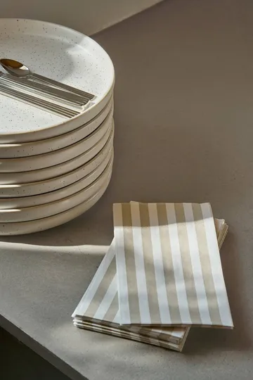 Bold Stripe papirserviett - Hvit-beige, 15‑pakning, 33x40 cm - Scandi Essentials
