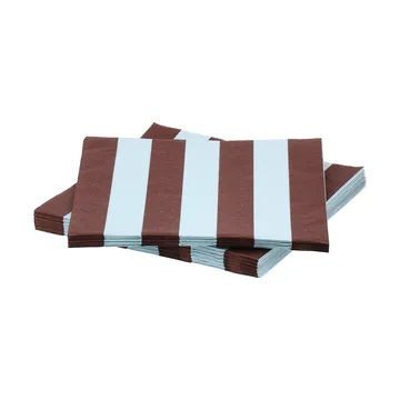 Bold Stripe papirserviett - Vinrød-blå, 20‑pakning, 33x33 cm - Scandi Essentials