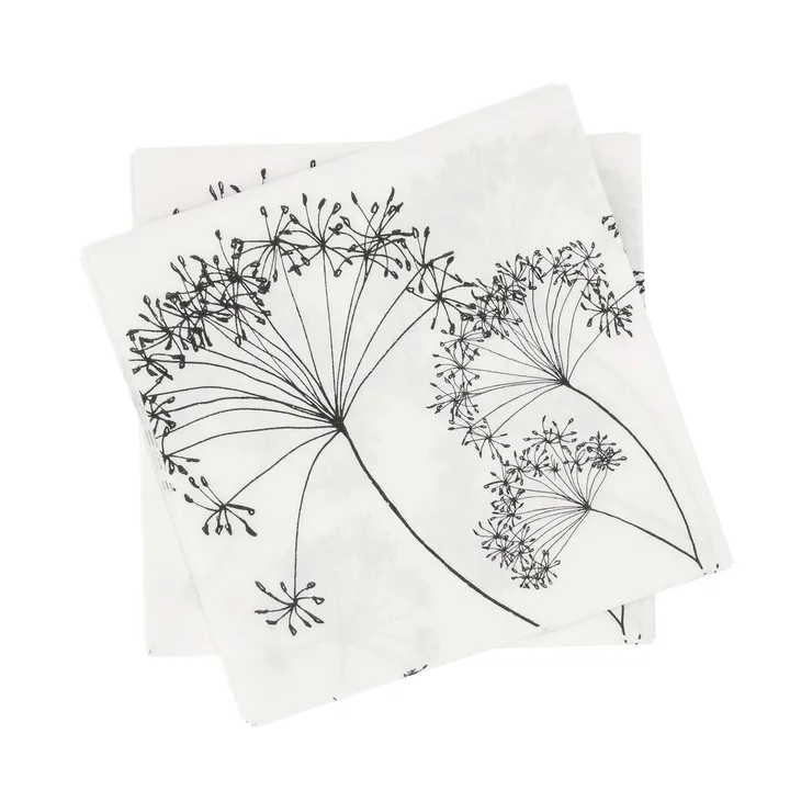 Botanical papirserviett - Hvit-svart, 20‑pakning, 33x33 cm - Scandi Essentials