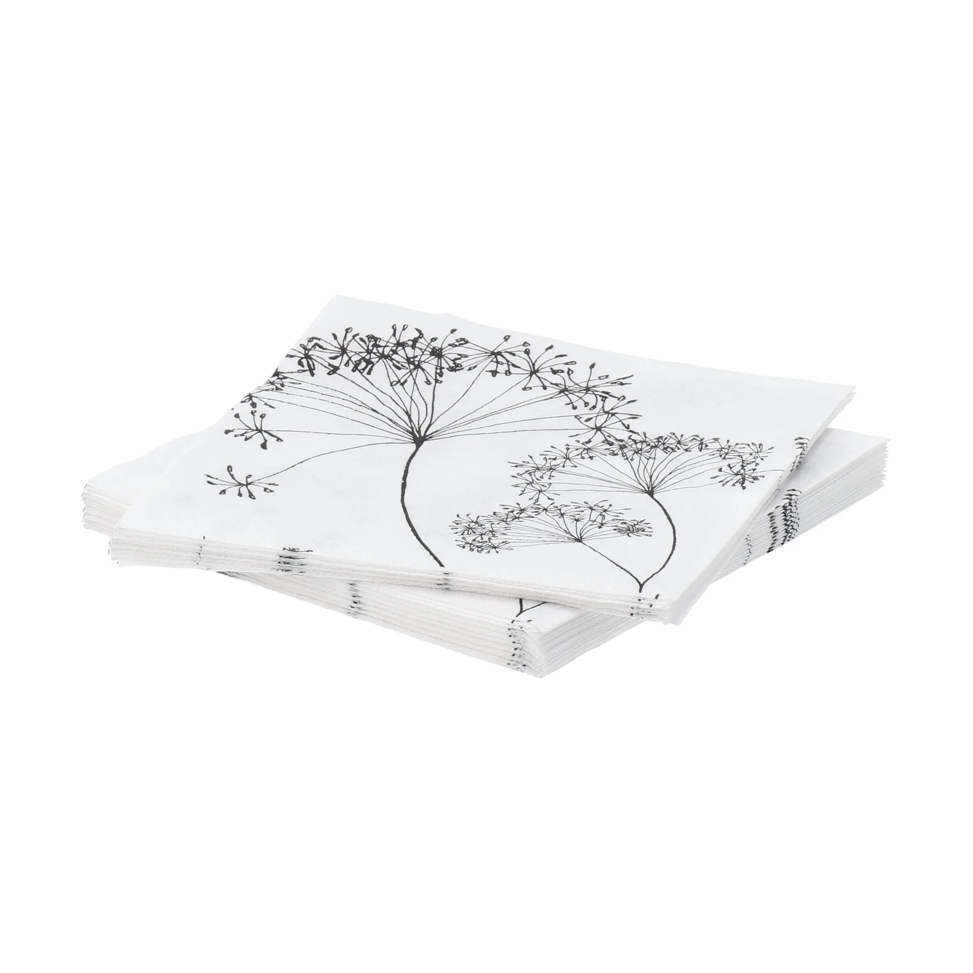 Botanical papirserviett, Hvit-svart, 20‑pakning, 33x33 cm Scandi Essentials