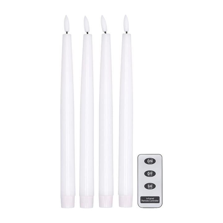 Bright LED-lys 28,5 cm 4-pakning med fjernkontroll - Hvit - Scandi Essentials