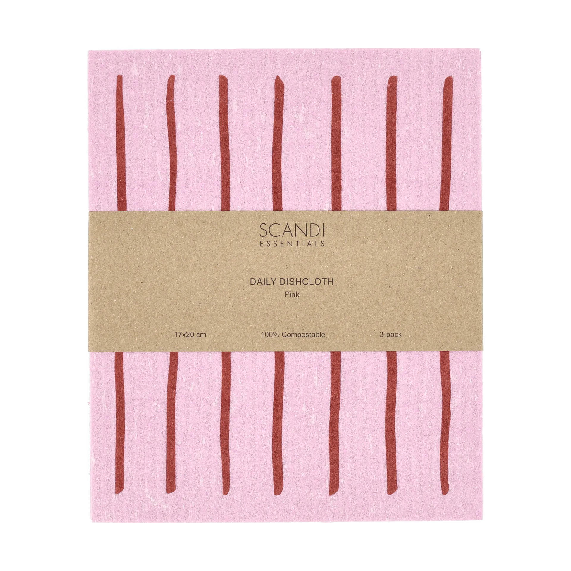 Daily oppvaskklut med mønster, Rosa, 3-pakning Scandi Essentials