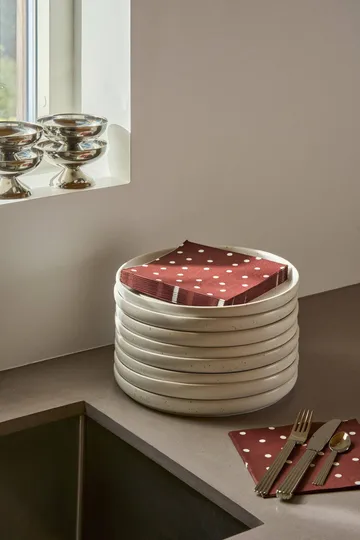 Fine dots papirserviett - Vinrød-hvit, 20‑pakning, 33x33 cm - Scandi Essentials
