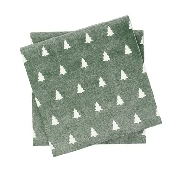 Linen trees servietter 33 x 33 cm 20-pakning - Green-white - Scandi Essentials