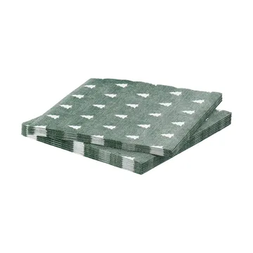 Linen trees servietter 33 x 33 cm 20-pakning - Green-white - Scandi Essentials