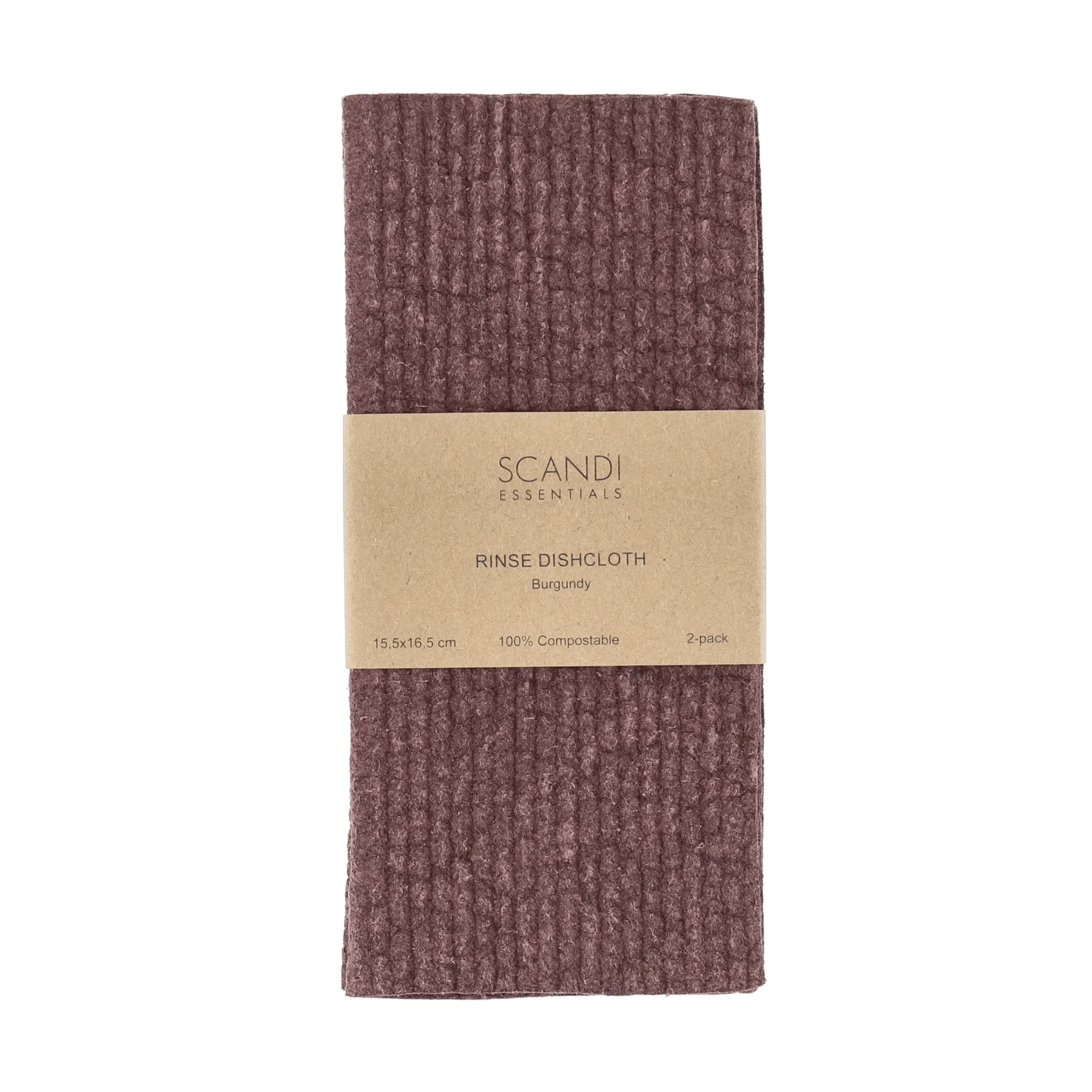 Rinse oppvaskklut, Burgundy, 2-pakning Scandi Essentials