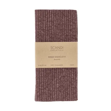 Rinse oppvaskklut - Burgundy, 2-pakning - Scandi Essentials