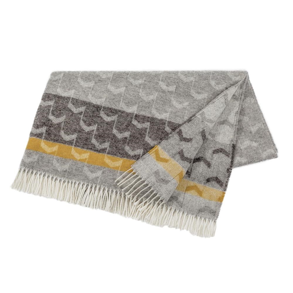 Bilde av Scandi Living Arrow ullpledd Mustard
