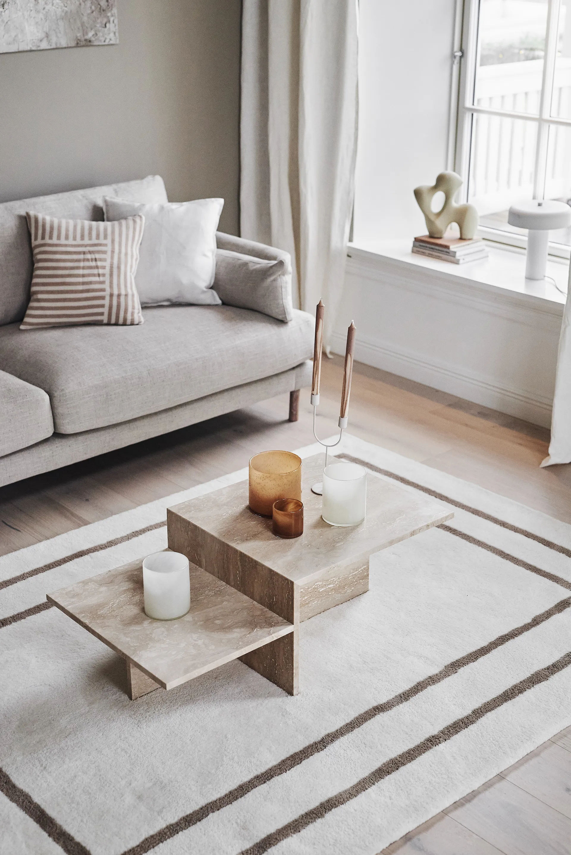 Borders ullteppe, Hvit-beige 170x240 cm Scandi Living